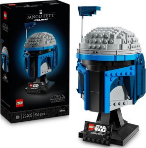 LEGO Star Wars 75408 Jango Fett Helm - Mandalorian Bauset für Erwachsene - Modell mit Ständer, Namensschild und verstellbarer Antenne - Geschenk für Fans von Angriff der Klonkrieger