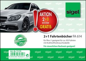 SIGEL T1179 Fahrtenbücher für PKW, 3er Set (3xFA614: A6 quer, 40 Blatt)