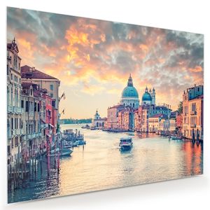 Glasbild Wandbild Venedig Morgenstimmung 120x90cm in XXL für Wohnzimmer, Schlafzimmer, Badezimmer, Flur