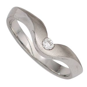 JOBO Damen Ring 950 Platin teilmattiert 1 Diamant Brillant 0,08ct. Platinring Größe 60