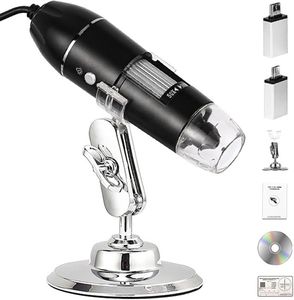 Digital Mikroskop, USB Mikroskop 1440P HD mit 50X-1600X Vergrößerung, Tragbare Inspektionskamera WiFi-frei, mit 8 LED und Ständer