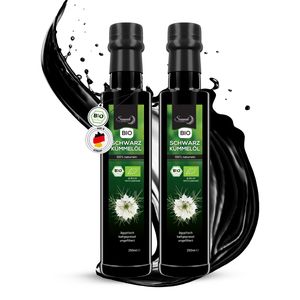 Sunnah Shop® BIO Schwarzkümmelöl 250ml (2er Pack) aus biologischem Anbau | BIO Black seed oil | schwarzkümmelöl ungefiltert und kaltgepresst