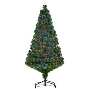 HOMCOM Weihnachtsbaum künstlicher Christbaum Tannenbaum LED Lichtfaser Baum mit Metallständer, Glasfaser-Farbwechsler, grün, 150 cm