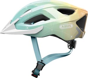ABUS Stadthelm Aduro 2.0 - Allround-Fahrradhelm mit Licht - in sportivem Design für den Stadtverkehr - für Damen und Herren - Hellblau/Orange, Größe M