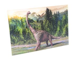 3 D Ansichtskarte Dinosaurier Brachiosaurus, Postkarte Wackelkarte Hologrammkarte Tiere Tier Dinos