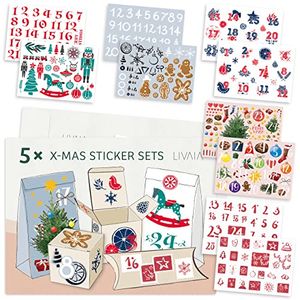 Weihnachts Aufkleber Set: 325 Sticker & Zahlen 1-24, 10 Bögen