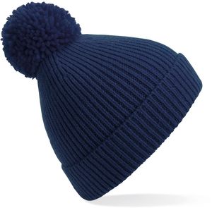 Beechfield Unisex Pom Pom Knit Hat B382 Blue Oxford Navy One Size