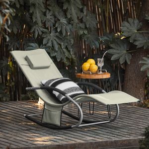 SoBuy OGS28-MI Sonnenliege Swingliege Schaukelliege Liegestuhl Relaxliege Gartenliege mit Tasche Gewebe in Beige 150 kg Belastung