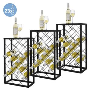 ML-Design Weinregal für 23 Flaschen - 3er Set, 40x22x68 cm, Schwarz, aus Metall, Kreuzdraht-Design, Freistehendes Weinhalter, Flaschenregal Flaschenständer Weinständer Weinschrank Aufbewahrungsregal