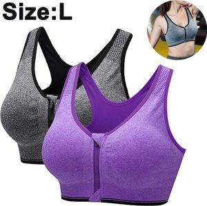 2 Stück Gepolsterter Schalen BH starker Halt ohne Bügel bügellos, nahtlose Verarbeitung, mit Racerback Größe: L