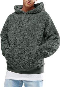ASKSA Herren Kapuzenpullover Teddy Fleece Hoodie Plüsch Sweatshirts mit Taschen, Dunkelgrün, XL