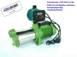 CHM GmbH® Kreiselpumpe 1300 W,  5,4 Bar 6000 L/h + el. Druckschalter mit Trockenlaufschutz