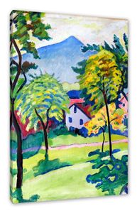 August Macke - Tegernsee Landschaft Anagoria - Leinwandbild / Größe: 100x70 cm / Wandbild / Kunstdruck / fertig bespannt