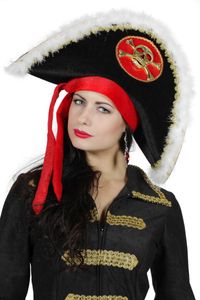 Kostüm Zubehör Piratenhut mit Totenkopf Karneval