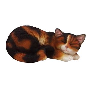 Esschert Design Katze schlafend Rot-Schwarz - Polyresin