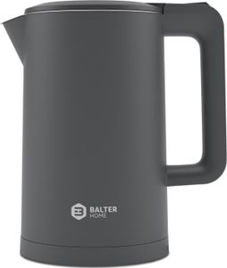 Balter Wasserkocher Edelstahl WK-4, 1,7 Liter, elektrischer Wasserkocher, Doppelwand Design, BPA frei, LED, kabellos, Teekocher Kompakt, leise, Grau Balter Wasserkocher Edelstahl WK-4, 1,7 Liter, elektrischer Wasserkocher, Doppelwand Design, BPA frei, LED, kabellos, Teekocher Kompakt, leise, Grau