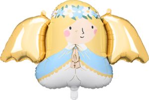 Balon foliowy anioł 77x45cm jasnoniebieski / złoty