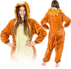 Halloween Kostüm Damen & Herren - One Piece Schlafanzug Löwe - Jumpsuit - Karneval & Pyjama Kostüme für Erwachsene, Gröse M