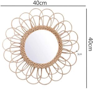 Wandbehang Spiegel Rattan Sonnenblumen Rund Wand SpiegelNachbildung Boho Weidenkorb Verband Makeup Spiegel sonnenspiegel