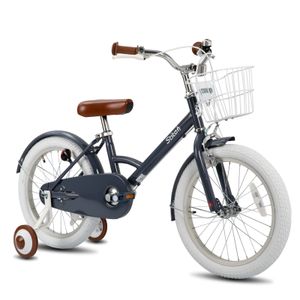 STITCH 18 Zoll Kinderfahrrad Mit Doppelte Felgenbremsen vorne und hinten Stützräder Schutzbleche Korb Geeignet für Kinder im Alter von 3-6 Jahren,Grau