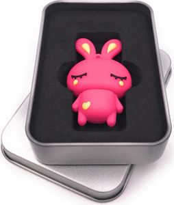 Onwomania Pinker Hase niedlich Ostern USB Stick in Alu Geschenkbox 8 GB USB 2.0