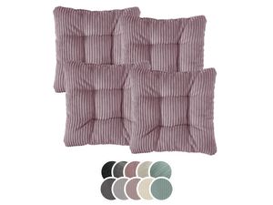 XDREAM 4er Set Cord Stuhlkissen | 38 x 38 x 6 cm | altrosa | Sitzkissen für Garten, Küche und Esszimmer
