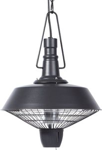 BELIANI Deckenheizstrahler Schwarz Elektrischer Terrassenstrahler aus Stahl 2100 Watt mit 2 Halogen Lampen Modern