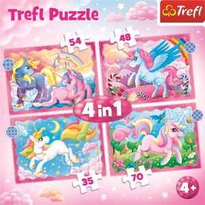 TREFL Puzzle Einhörner und Magie 4in1 (35,48,54,70 Teile)