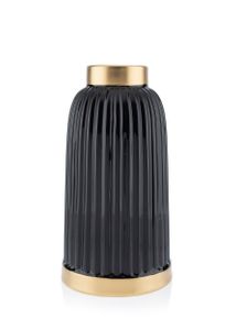 HowHomely Rosie schwarz gold Vase aus Keramik Glamour Deko 25cm