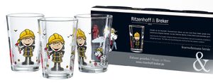 Ritzenhoff & Breker Kinder-Trinkglas "FEUERWEHRMANN BERNIE" aus Glas 3 Stück