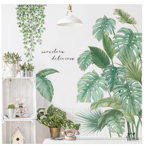 30x90cm Grüne Pflanzen Wandaufkleber PVC Ginkgoblatt und tropische Blätter Wandtattoo Wandsticker Wandaufkleber DIY Wand Dekoration