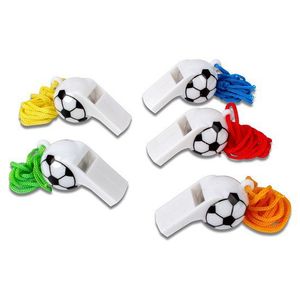 Schramm® 24 Stück Trillerpfeifen Plastik Fußball Design ca. 5 cm Triller Pfeife Pfeifen Fußballpfeife Schiedsrichterpfeife Trillerpfeife