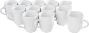 VBS XXL Kaffeebecher "Bauchig", 12 Stück, ca. Ø 8,5 x 9,5 cm, Weiß, Keramik