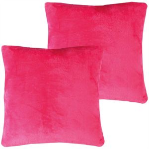 Kissenhülle Kuschel "Celina" 2er Pack, in der Größe "60 x 60cm" - Pink - Kissenbezug mit Reißverschluss