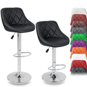 TRESKO Sada 2 barových židlí Černá barová židle 360° volné nastavení výšky sedadla 60-80 cm