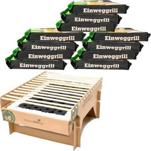 12x CasusGrill Einweg-Grill, biologisch abbaubar, Mini-Grill: tragbarer und Einweggrill, aus natürlichen Materialien, einfach aufzubauen – keine Feuerzeugflüssigkeit erforderlich
