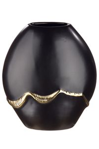 GILDE Vase, "Creolo", Keramik, schwarz, , L. 10 cm, B. 18 cm, H. 20 cm 28767