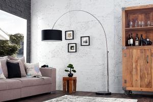Ausziehbare Bogenlampe LOUNGE DEAL 170-200cm schwarz Leinenschirm Stehlampe Bogenleuchte Wohnzimmer