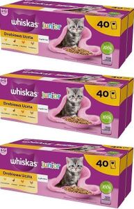 Whiskas Junior Geflügel Auswahl in Gelee, 120 Portionsbeutel à 85g (3-er Pack) – Hochwertiges Katzenfutter nass, für heranwachsende Katzen