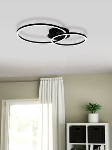 EGLO LED Deckenleuchte Palmaves 2, Wohnzimmerlampe, Deckenlampe, Küchenlampe in Schwarz, Kunststoff in Weiß, LED Schlafzimmerlampe rund, warmweiß