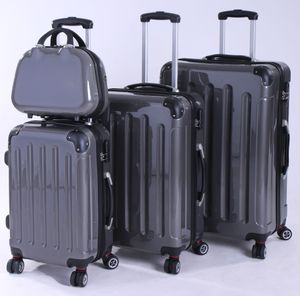4 TLG. Glüückskind Kofferset Reisekoffer Handgepäck Trolley Koffer Set + Beautycase PC/ABS Anthrazit
