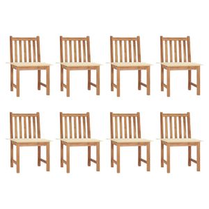 HOMMIE© Outdoor-Stuhl ,8er Set Gartenstühle mit Kissen Massivholz Teak Relaxsessel Armlehnstuhl & schlichten Design