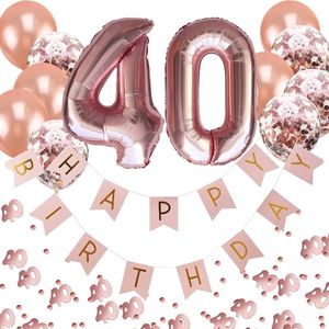 Oblique Unique 40. Geburtstag Party Deko Set - Girlande + Zahl 40 Ballons + Konfetti Luftballon Set + Konfetti