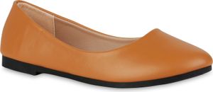 VAN HILL Damen Klassische Ballerinas Slippers Kunstleder Schuhe 838318, Farbe: Hellbraun, Größe: 37