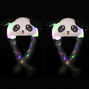 2er Wackelohrmütze mit LED und beweglichen Ohren Plüschkostüm für Kinder Erwachsene Tier Plüschtier Mütze (roter Panda)