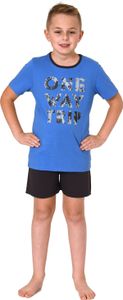 Farbenfroher Jungen Shorty Pyjama kurzarm Schlafanzug in cooler Optik - 505 703 ; hellblau , 164