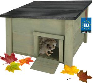 KOTARBAU® Igelhaus aus Holz für den Garten 38 x 38 cm Igelhäuschen Meerschweinchen Zubehör Meerschweinchen Haus Hamster Haus Kaninchenhaus Hasenhaus Hasen Haus Meerschweinchen Zubehör Kleintierhaus
