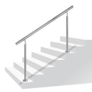 LZQ Edelstahl-Handlauf Geländer für Treppen Brüstung Balkon mit/ohne Querstreben (180cm, ohne Querstreben)