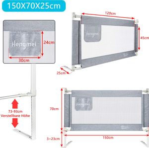 Dětská postel Rail Cot Rail Bed Guard s vertikálním zvedáním a ovládáním jednou rukou, které chrání kojence a děti před pádem - 150CM CEEDIR