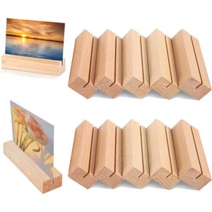 10 Stück Kartenhalter Holz, Stabil Tischkartenhalter Menükartenhalter Postkartenhalter Fotohalter Holzständer